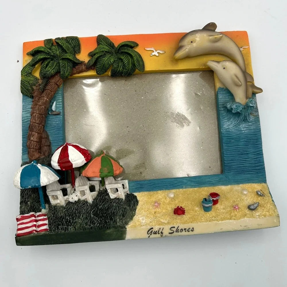 Gift Depot Gulf Shores Dolphin Beach 3D Resin Picture Frame 4x6 Souvenir Decor